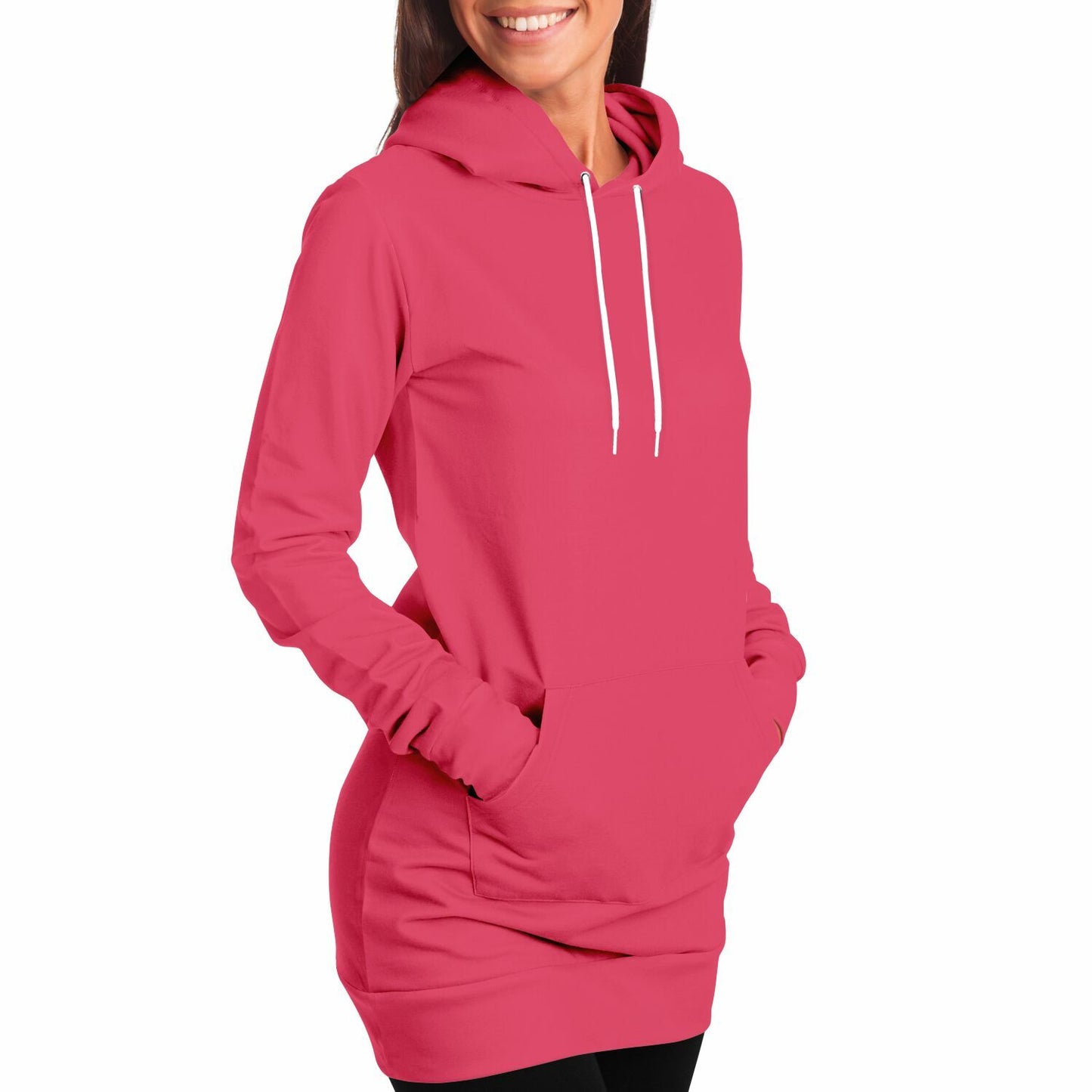 Edgy Cotton Fleece Sweatshirt Dress, Long Hoodie in Watermelon, Cozy Sweater, Comfy Sweatshirt, Knee- Length Sweater, Stylish Sweatshirt with HoodFashion Longline Hoodie
