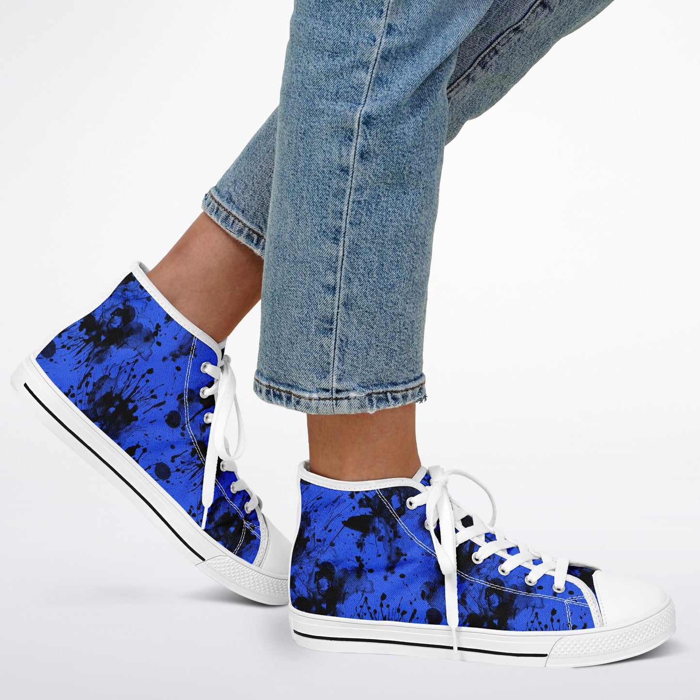 Urban Peak High Top Shoes | Blue, Black & White Ink Splash Grunge Sneakers