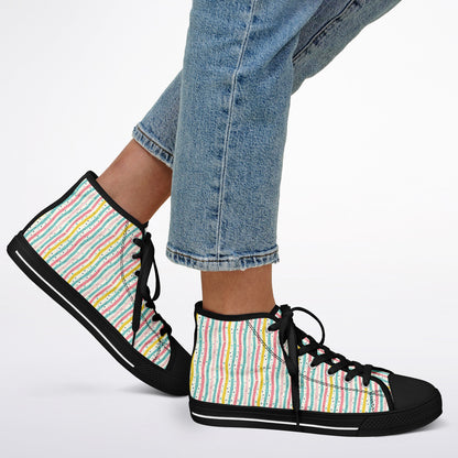 Urban Peak High Top Shoes | Whimsical Hand-Drawn Pastel Sneakers | Playful Streetwear