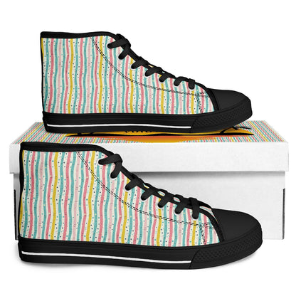 Urban Peak High Top Shoes | Whimsical Hand-Drawn Pastel Sneakers | Playful Streetwear