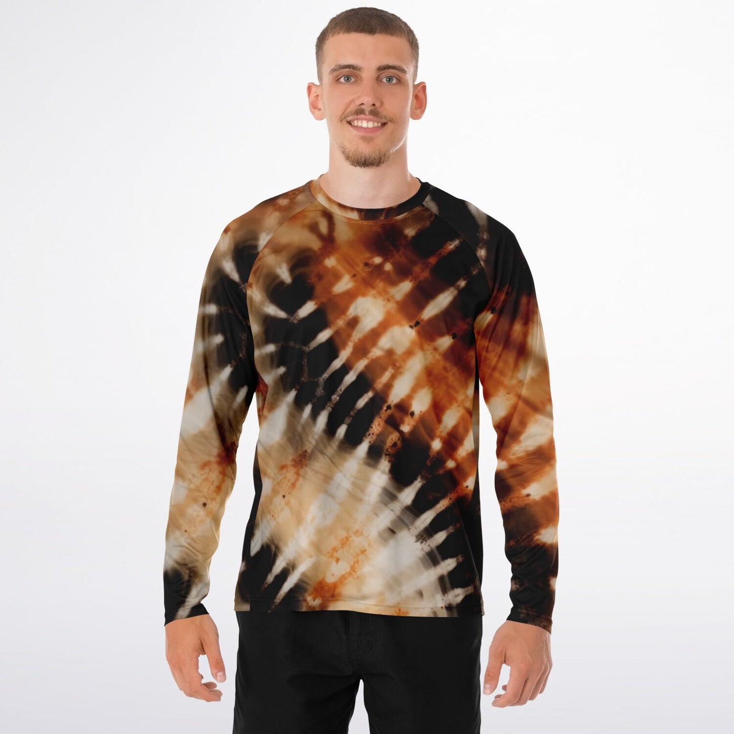 Men’s Long Sleeve Performance Shirt | Tie-Dye Bohemian Abstract Design