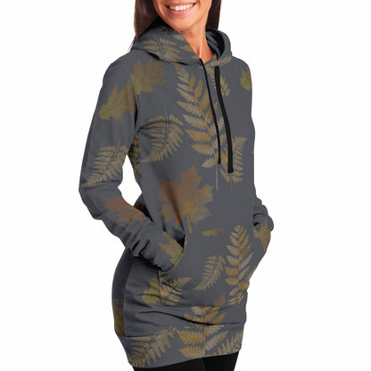 Forest Leaves Fern Hoodie Dress