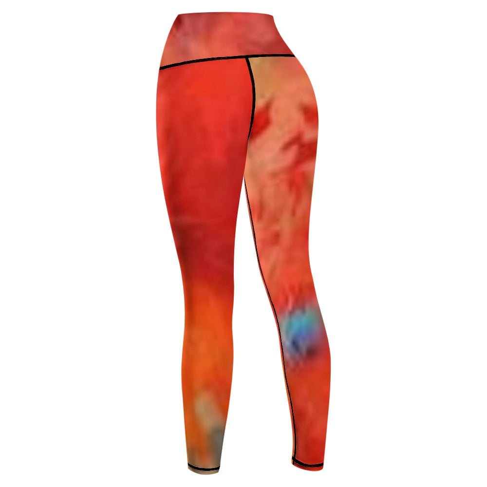 Women's Comfort Orange Tie-Dye Sports Yoga Pants