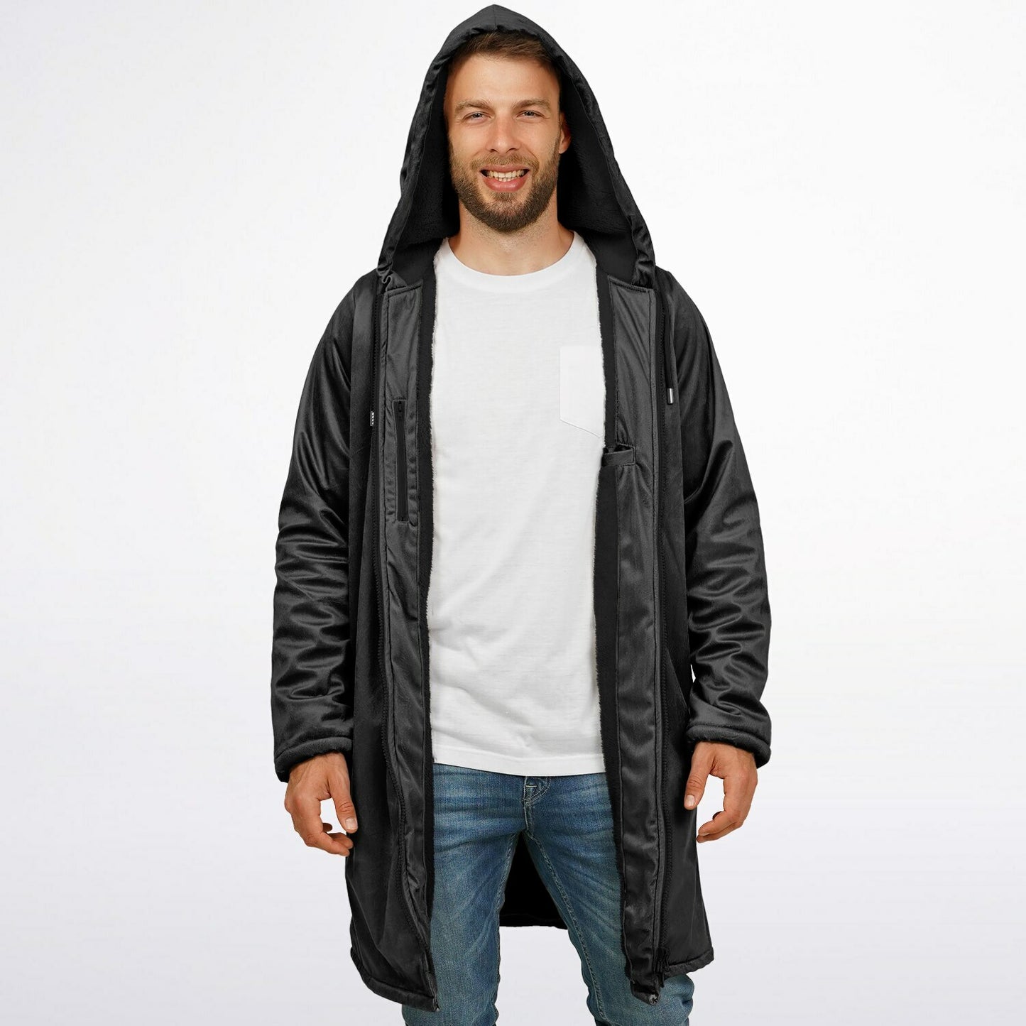 Dark Grey long hoodie with zipper, Warm hooded sweatshirt Men & Women, Oversized jacket, Plus sized available copy