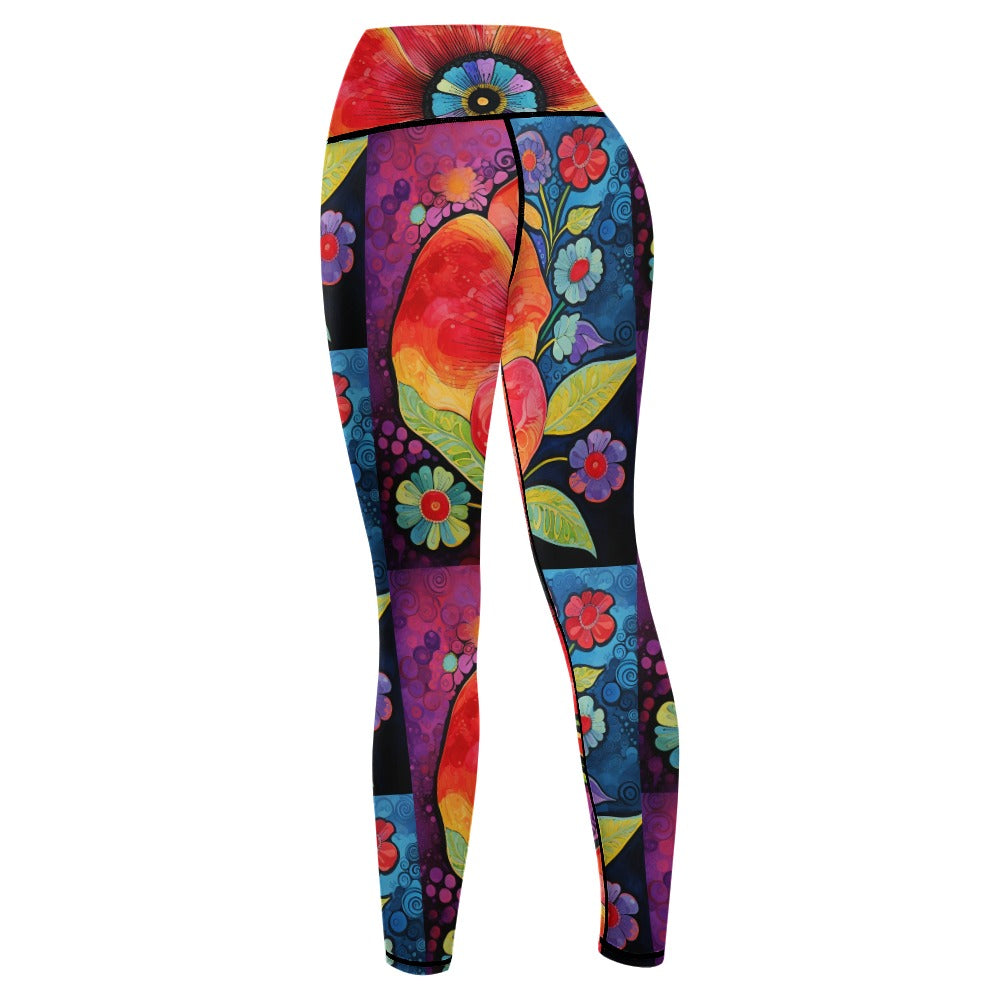 Women's Whimsical Flowers Comfort Sports Yoga Pants