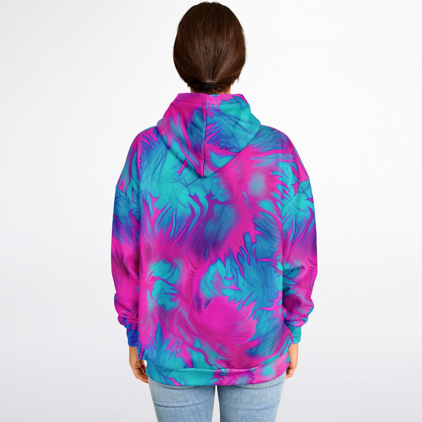 Heavyweight Oversized Pink & Blue Tie Dye Hoodie – Watercolor Swirl Abstract Streetwear