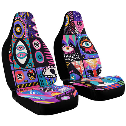 Abstract Geometric Car Seat Covers – Vibrant Decorative Art  Custom Design