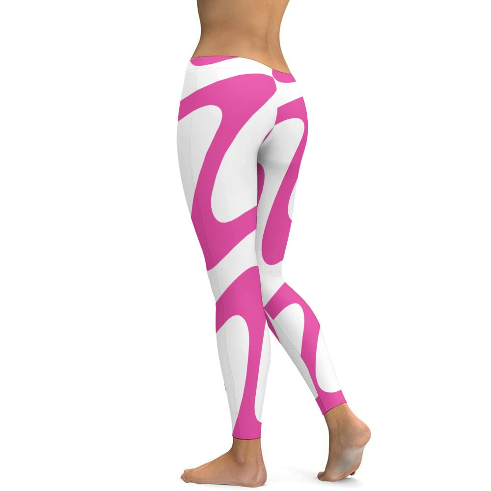 Soft Ladies Pink & White Tight Yoga Pants