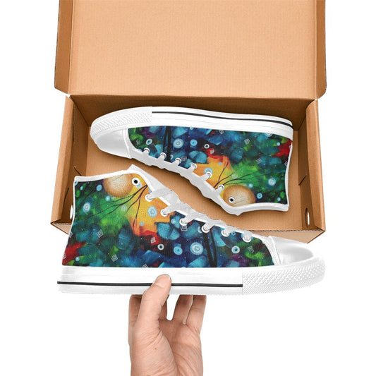Custom High Top Canvas Abstract Glow Shoes for Women