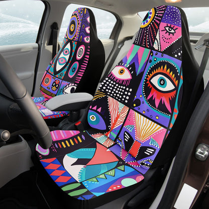 Abstract Geometric Car Seat Covers – Vibrant Decorative Art  Custom Design