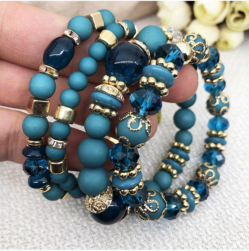 Bohemian Multilayer Bead Bracelet Peach Heart Pendant Vintage Couple Bracelet Handmade, Father's Day Gift