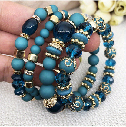 Bohemian Multilayer Bead Bracelet Peach Heart Pendant Vintage Couple Bracelet Handmade, Father's Day Gift