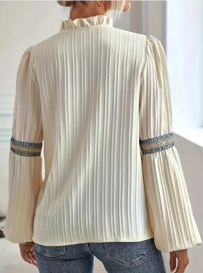 V-neck Patchwork Shirt