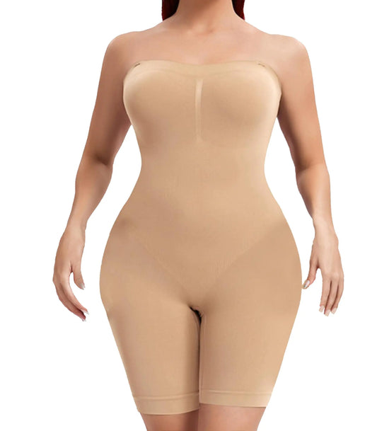 ⭐⭐⭐⭐⭐4.9/436 Reviews - Strapless Shapewear for Women Tummy Control Shapewear Strapless Bodysuit Tube Top Shapewear Strapless Shapewear Bra (Beige XX-Large)