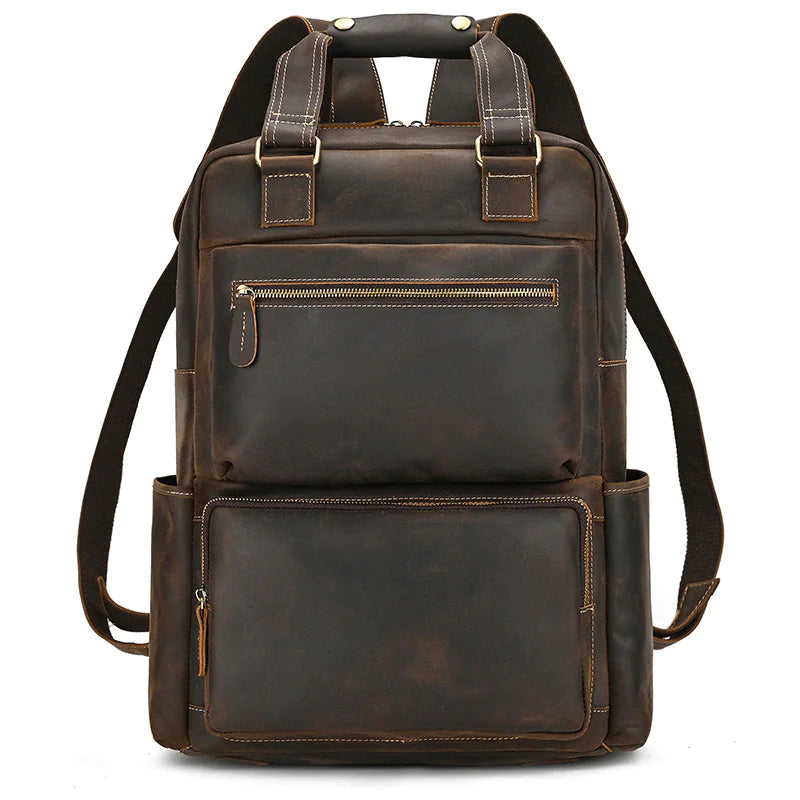 Men's Retro Crazy Horse Leather Backpack