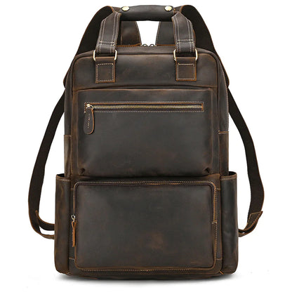 Men's Retro Crazy Horse Leather Backpack