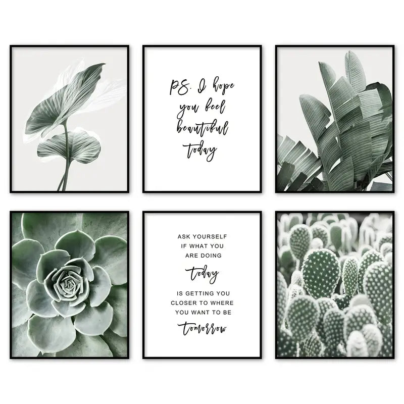 6pcs Botanical Wall Art Prints in Sage Green, 8x10 Inches