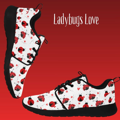 Ladybugs Love Women's And Children's Sneakers, Ladybird Shoes Art, White & Black Sneakers, Lady Bug Shoes, Custom Sneakers