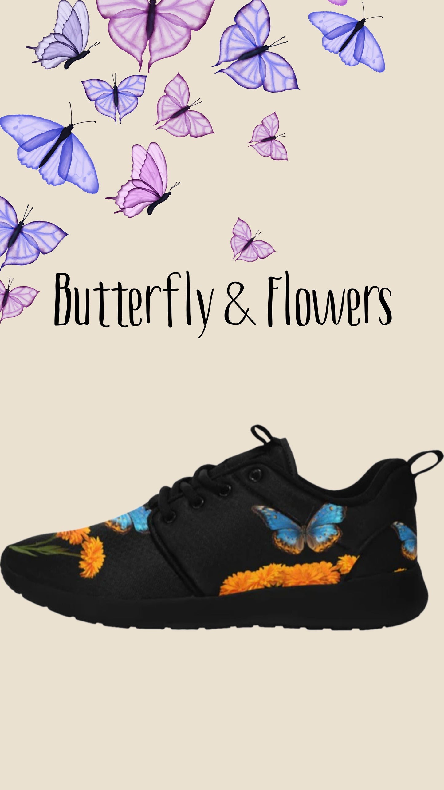 Women's Butterfly & Flowers Sneakers