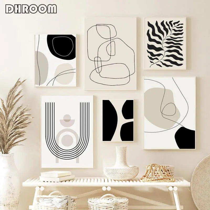 Abstract Boho Canvas Wall Art for Living Room Decor