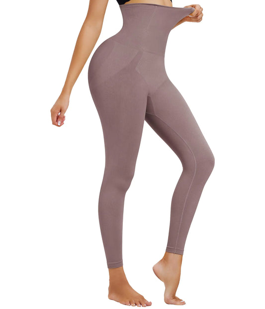 Shapewear Tummy Control High Waisted Body Shaper for Women Thigh Slimmer Butt Lifting Shapewear (Purple BrownL)